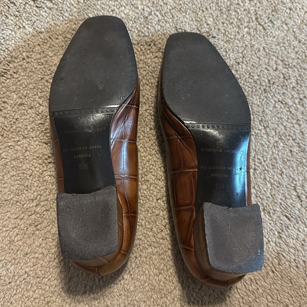 Etienne Aigner Leather Block Crocodile Dress Shoes Womens 6 Grandmacore Business - Picture 6 of 7